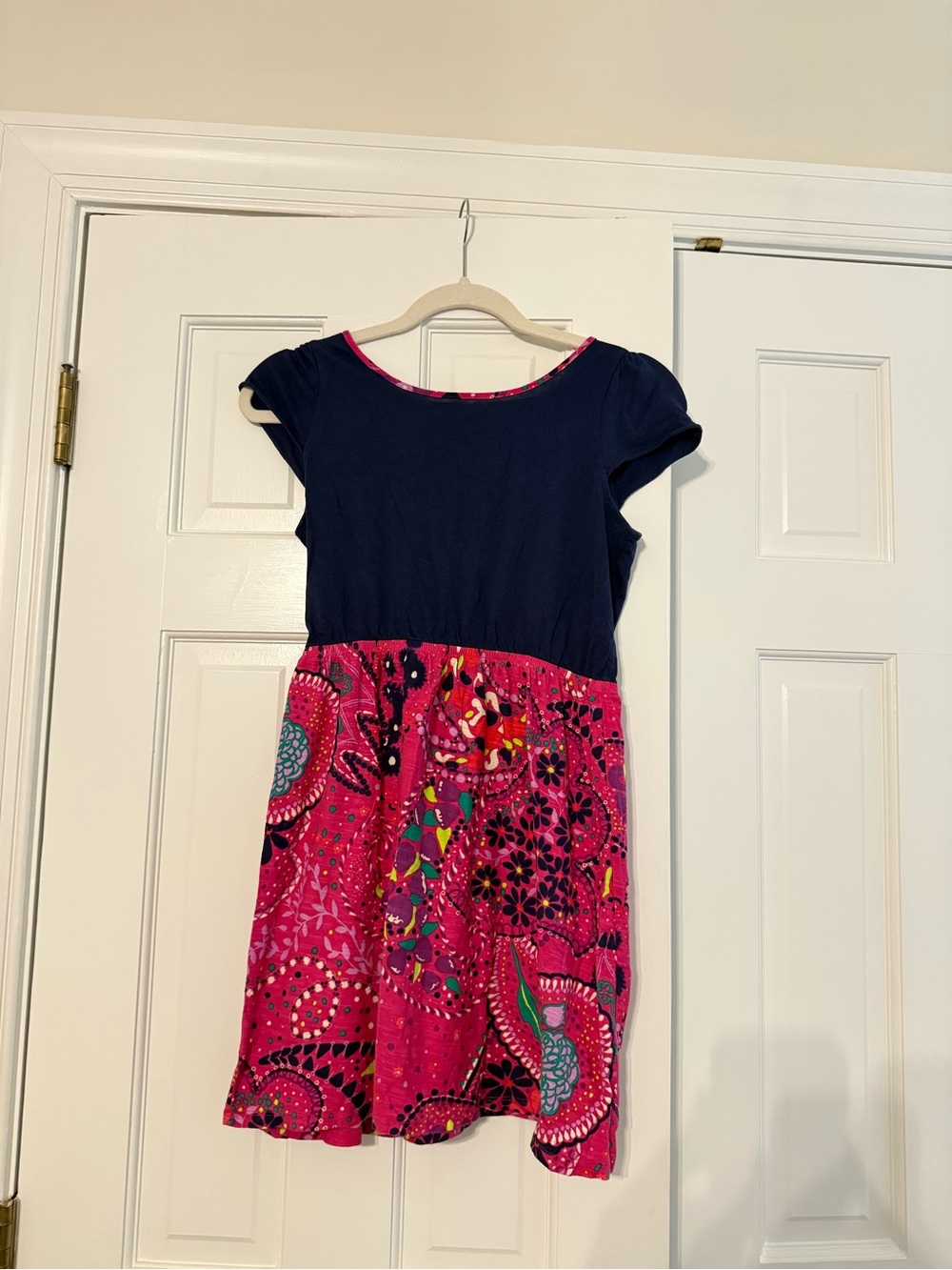 Lilly Pulitzer Navy with Bright Pink Patterned Bottom Girls Dress